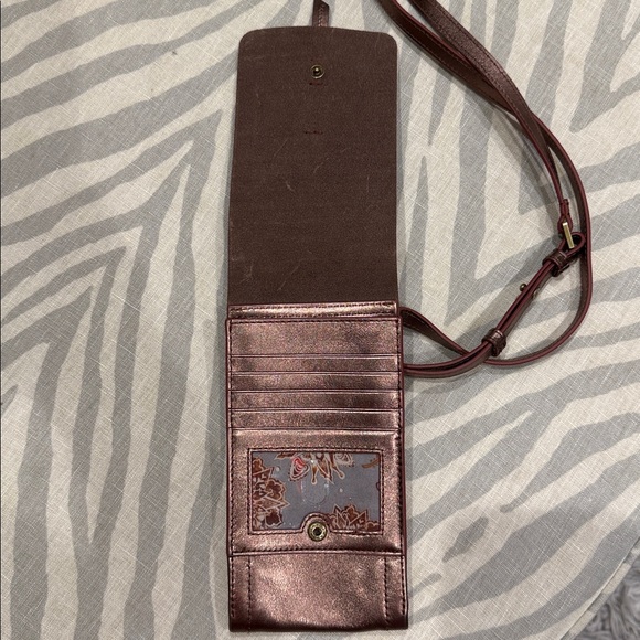 HOBO Bronze Floral Lined Phone Leather Bag - Picture 4 of 5